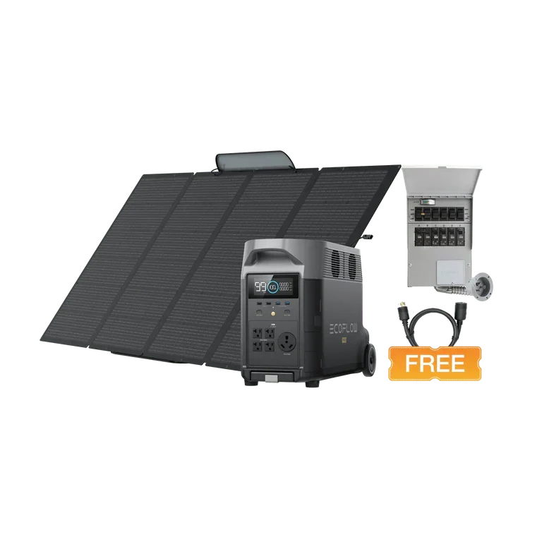 EcoFlow DELTA Pro + 1*400W Solar Panel +Transfer Switch 306A1 + Cable