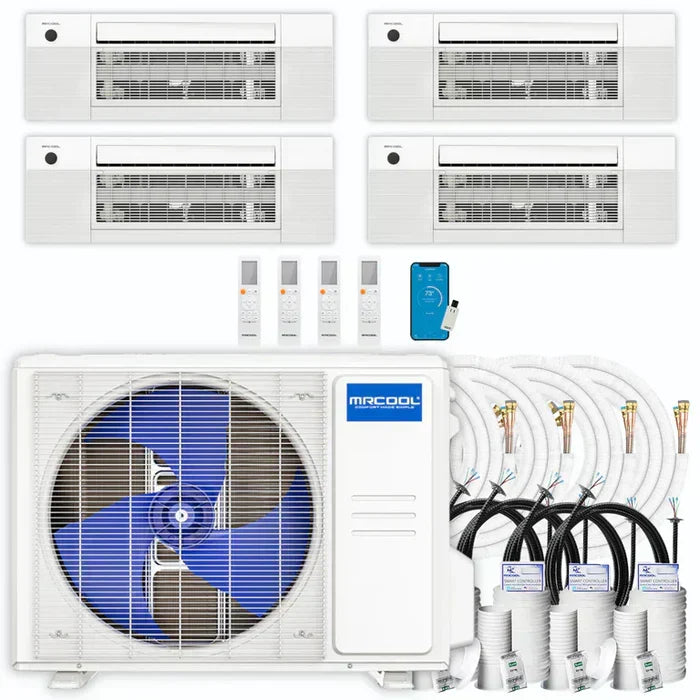 MRCOOL DIY 4th Gen 4-Zone 48,000 BTU 21 SEER (9K + 9K + 9K + 12K) Ductless Mini Split AC and Heat Pump with Ceiling Cassettes