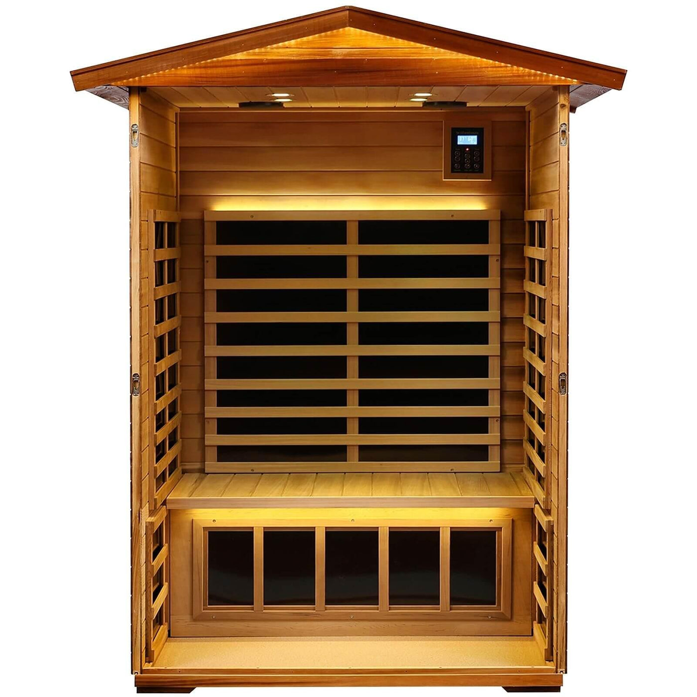 Wearwell-902VR 2 Person Outdoor Ultra-Low EMF Infrared Sauna in Red Cedar | Nature's Art, Noble Enjoyment | Clearance Sale