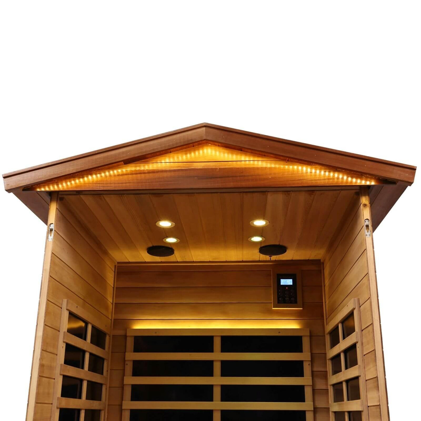 Wearwell-902VR 2 Person Outdoor Ultra-Low EMF Infrared Sauna in Red Cedar | Nature's Art, Noble Enjoyment | Clearance Sale