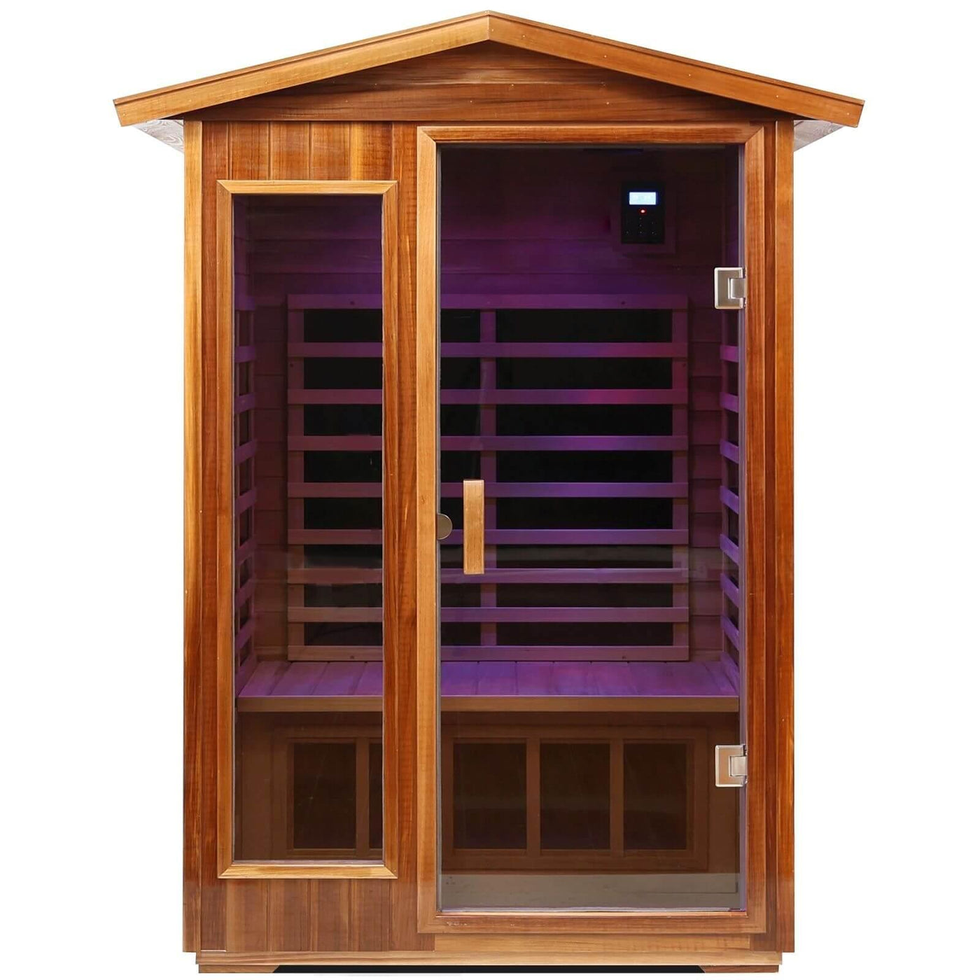 Wearwell-902VR 2 Person Outdoor Ultra-Low EMF Infrared Sauna in Red Cedar | Nature's Art, Noble Enjoyment | Clearance Sale